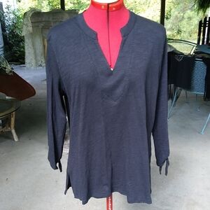 SoftSurroundings Cotton black  V-neck Top